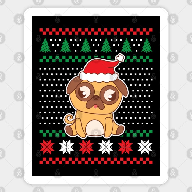 Ugly Christmas Sweaters Confused Pug Dog Sticker by JS Arts